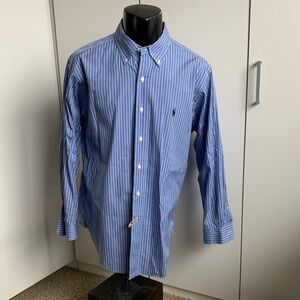 Ralph Lauren classic fit 16.5x32/33 blue long sleeve striped button-up shirt
